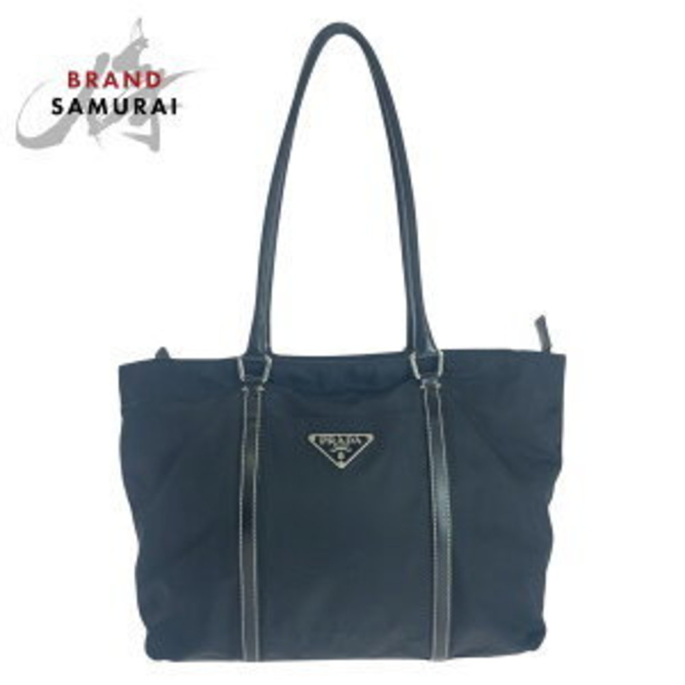 Prada Nylon Triangular Shoulder Black Tessuto Lea… - image 1